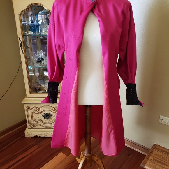 CHRISTIAN DIOR VINTAGE PINK & BLACK LONG COAT - Picture 11 of 14